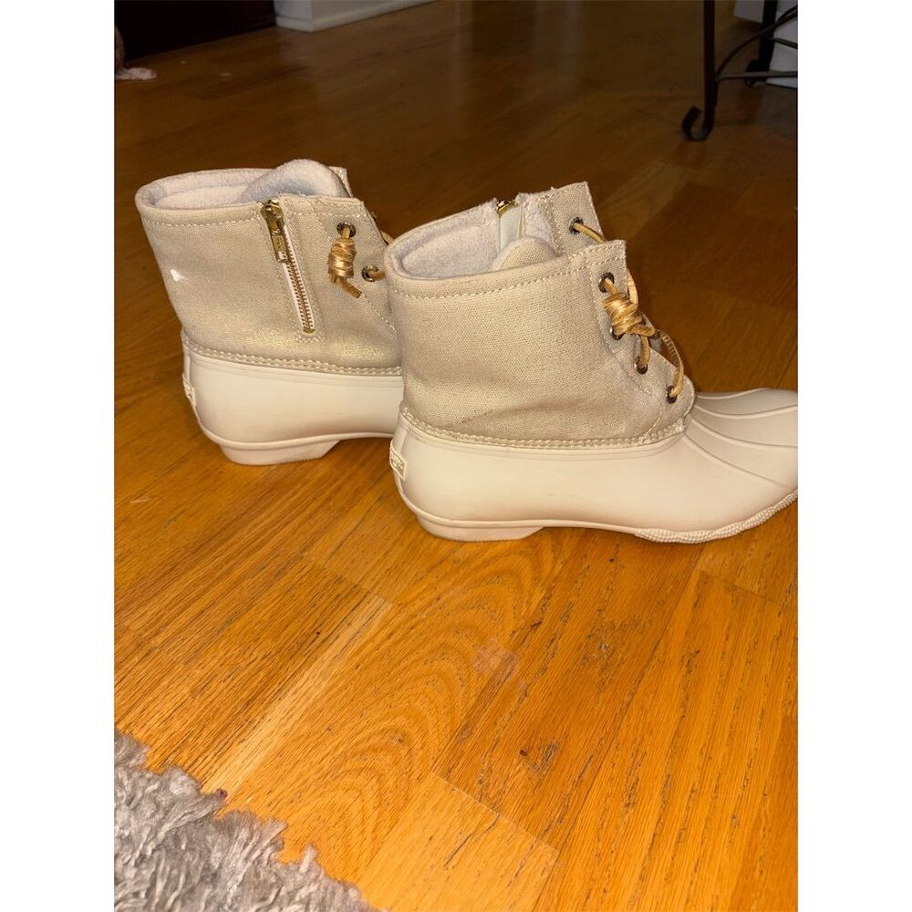 Sperry Women's Ankle Snow Boots Size 10 Ivory Metallic Winter Casual - Picture 4 of 13